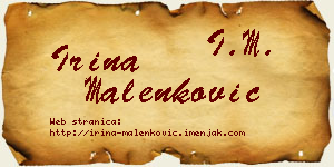 Irina Malenković vizit kartica
